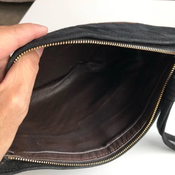 Bottega Veneta Intrecciato Brown Black Woven Suede Leather Wristlet Clutch Bag - Picture 7 of 12